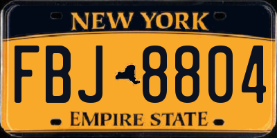 NY license plate FBJ8804