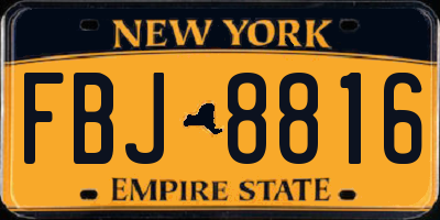 NY license plate FBJ8816