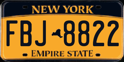 NY license plate FBJ8822