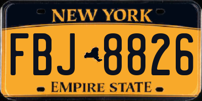 NY license plate FBJ8826