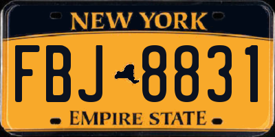 NY license plate FBJ8831