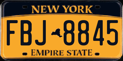 NY license plate FBJ8845