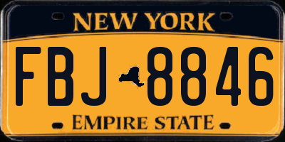 NY license plate FBJ8846