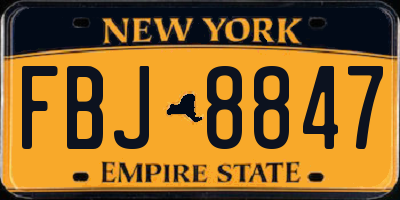 NY license plate FBJ8847