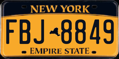 NY license plate FBJ8849