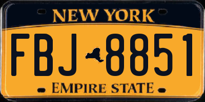 NY license plate FBJ8851