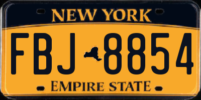 NY license plate FBJ8854