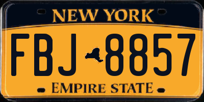 NY license plate FBJ8857