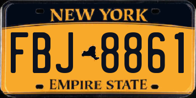 NY license plate FBJ8861
