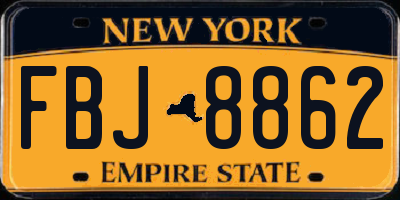 NY license plate FBJ8862
