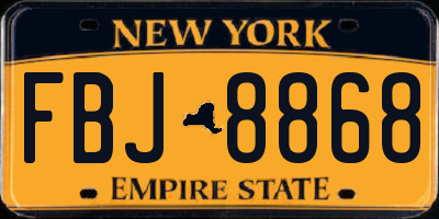 NY license plate FBJ8868