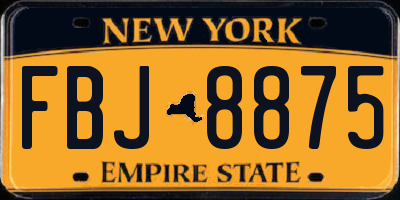 NY license plate FBJ8875