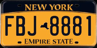 NY license plate FBJ8881