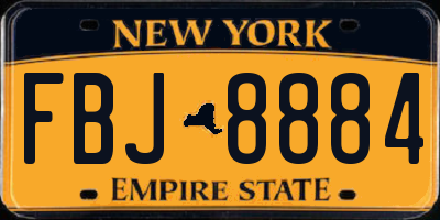NY license plate FBJ8884