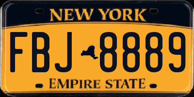 NY license plate FBJ8889