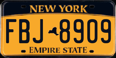 NY license plate FBJ8909