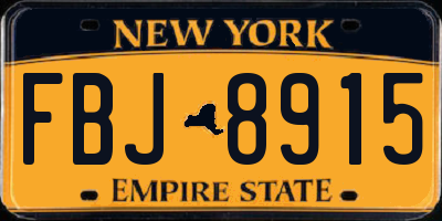 NY license plate FBJ8915