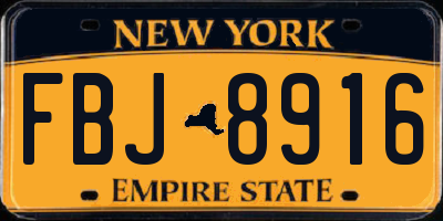 NY license plate FBJ8916