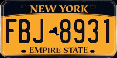 NY license plate FBJ8931