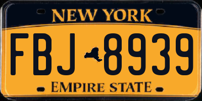 NY license plate FBJ8939