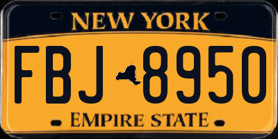 NY license plate FBJ8950