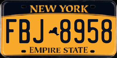 NY license plate FBJ8958