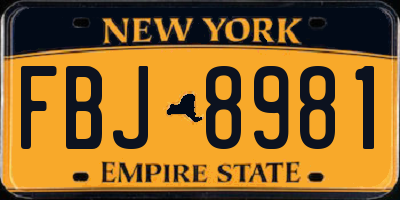 NY license plate FBJ8981