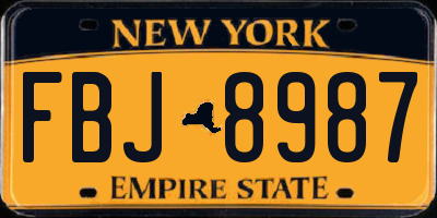 NY license plate FBJ8987