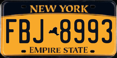 NY license plate FBJ8993