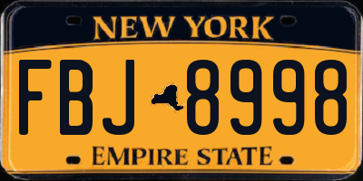 NY license plate FBJ8998