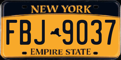 NY license plate FBJ9037