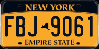 NY license plate FBJ9061