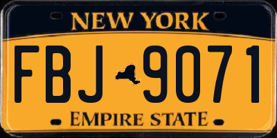 NY license plate FBJ9071