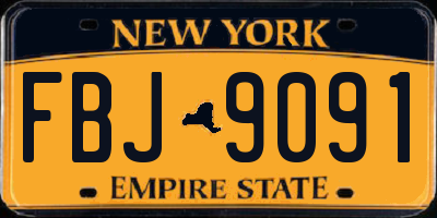 NY license plate FBJ9091