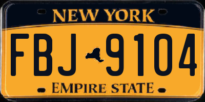NY license plate FBJ9104