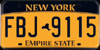 NY license plate FBJ9115