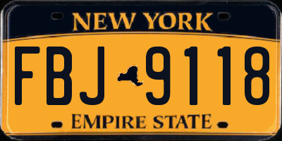 NY license plate FBJ9118