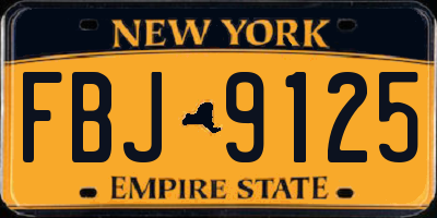 NY license plate FBJ9125