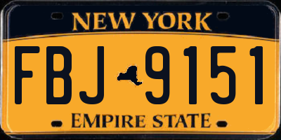 NY license plate FBJ9151