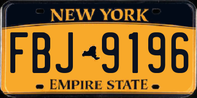 NY license plate FBJ9196