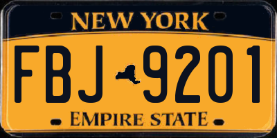 NY license plate FBJ9201