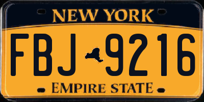 NY license plate FBJ9216