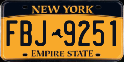 NY license plate FBJ9251