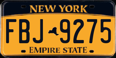 NY license plate FBJ9275
