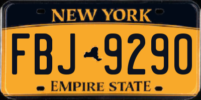 NY license plate FBJ9290