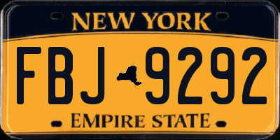 NY license plate FBJ9292