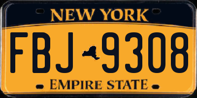 NY license plate FBJ9308