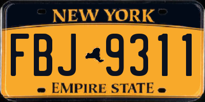NY license plate FBJ9311