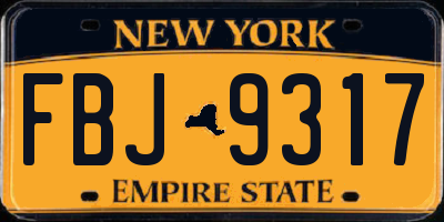 NY license plate FBJ9317
