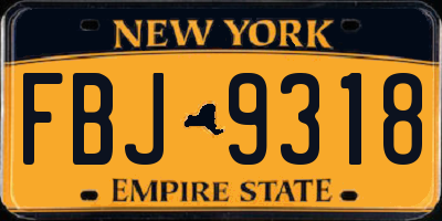 NY license plate FBJ9318